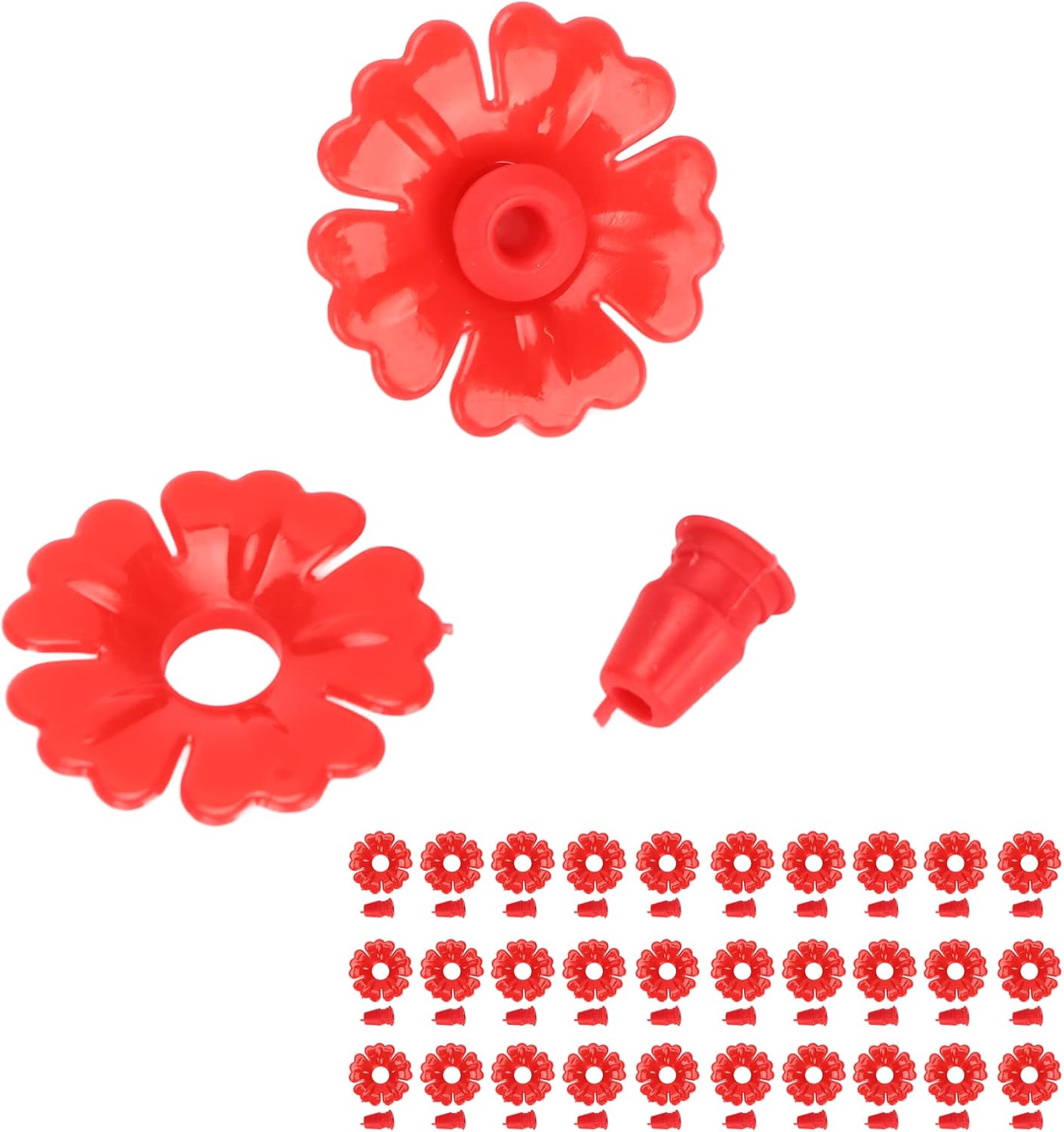 Feeding Port Replacement Parts, Hummingbird Feeder Flowers Bright Colors Attractive 30 Set for Outdoor(red)