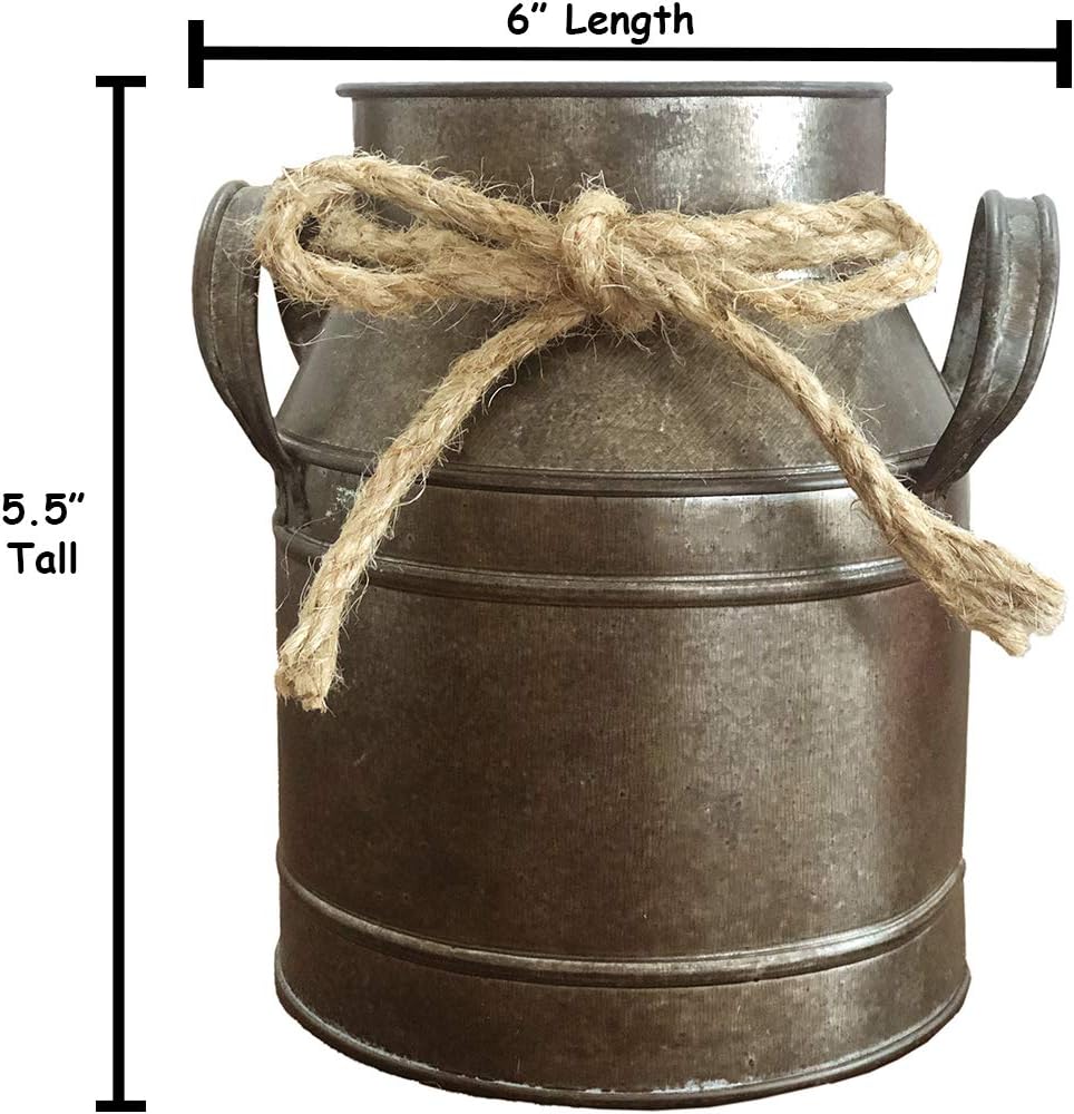 Country Flower Bronze Milk Can Planter Table Vase for Home Decor, Office Decor or Outdoor