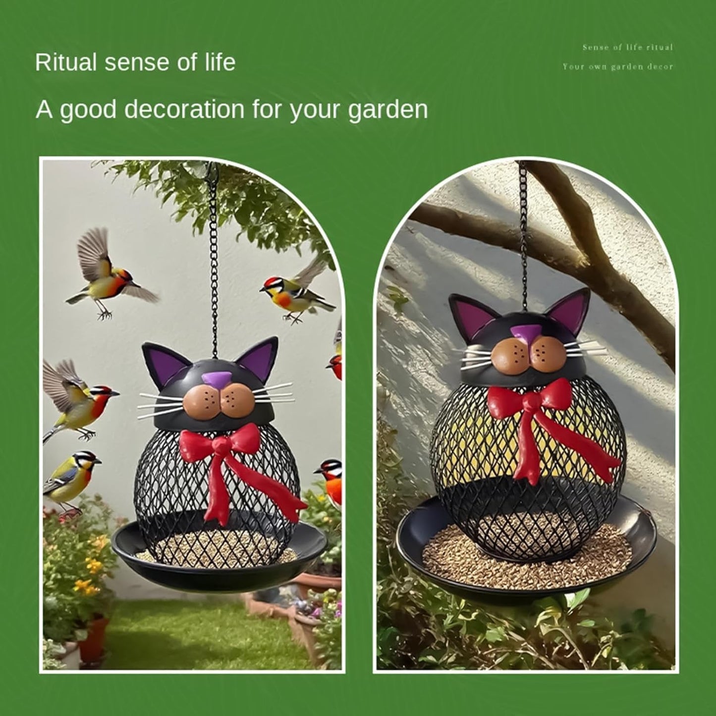 Metal Bird Feeder - Cat Squirrel Proof Hangable, Feeding Station for F