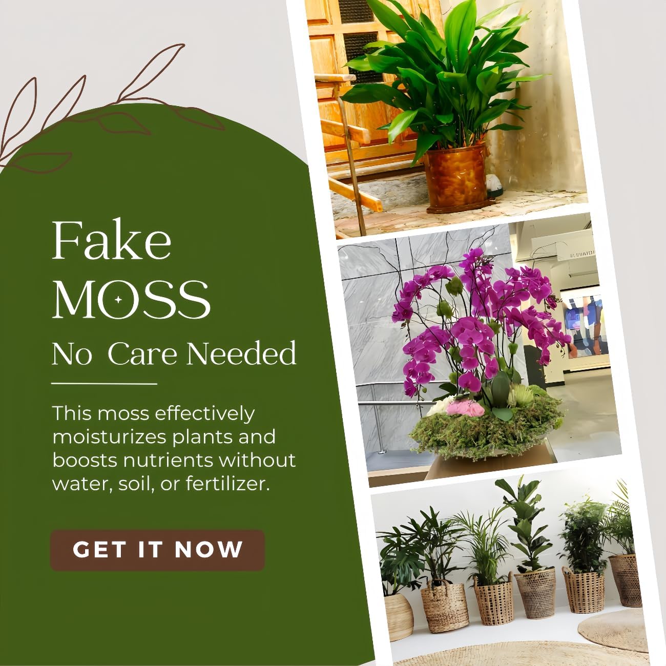 BYHER 19 OZ Fake Moss for Potted Plants Indoor, Artificial Moss for DIY Crafts, Faux Decroative Moss for Fake Plants Home & Garden Wedding Decor (Fresh Green - 540gr)