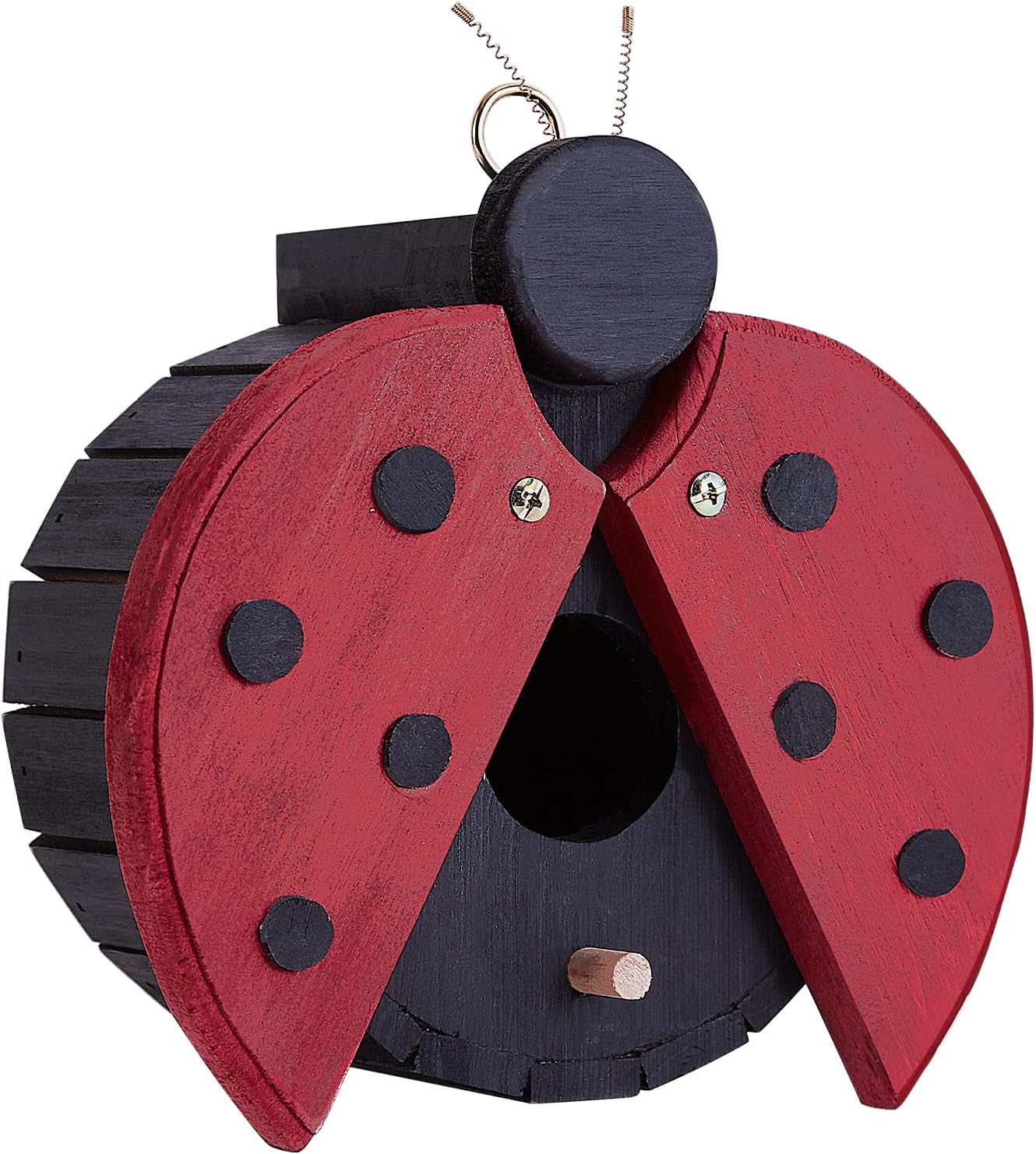 Bird Houses for Outside - Wooden Hanging Bird House - Ladybug-Shaped Birdhouse for Finches, wrens, Cardinals - Outdoors Bluebird Nesting Box - Cute Garden Decor for Wild Birds