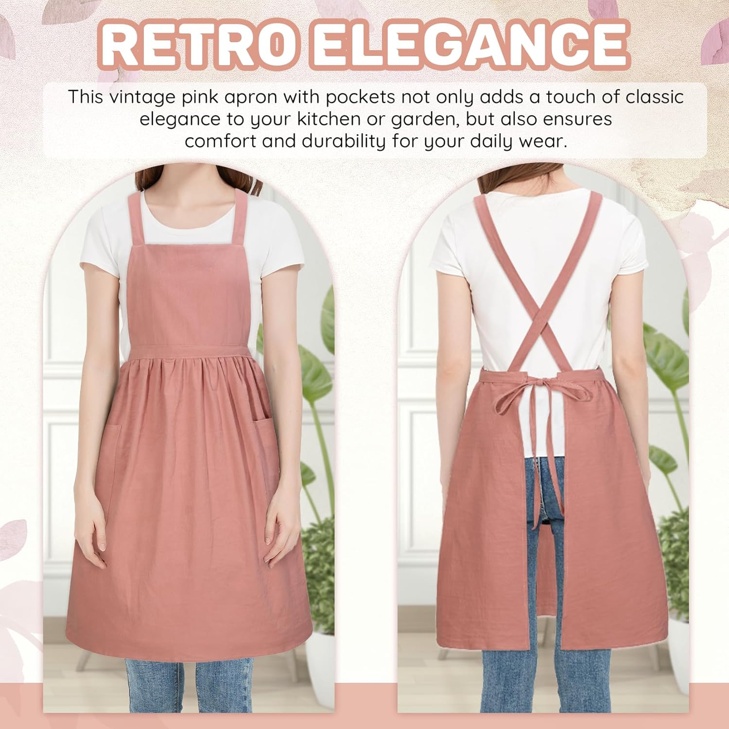 Pinafore Dress Apron for Women Girls Vintage Ruffle Cotton Chef Apron 