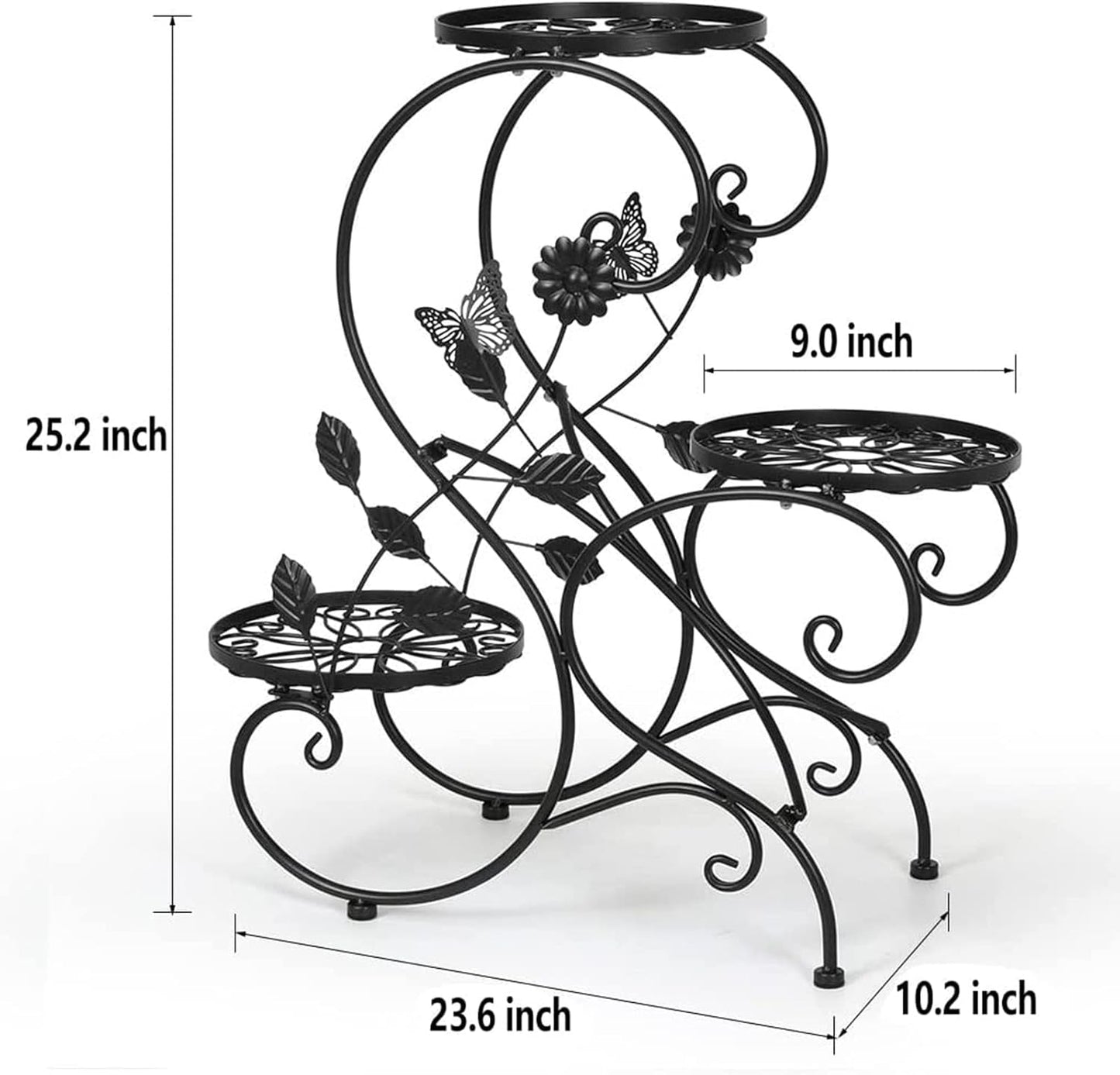 3-Tiers Metal Plant Stand Indoor, Heavy Duty Flower Pot Stands for Mul
