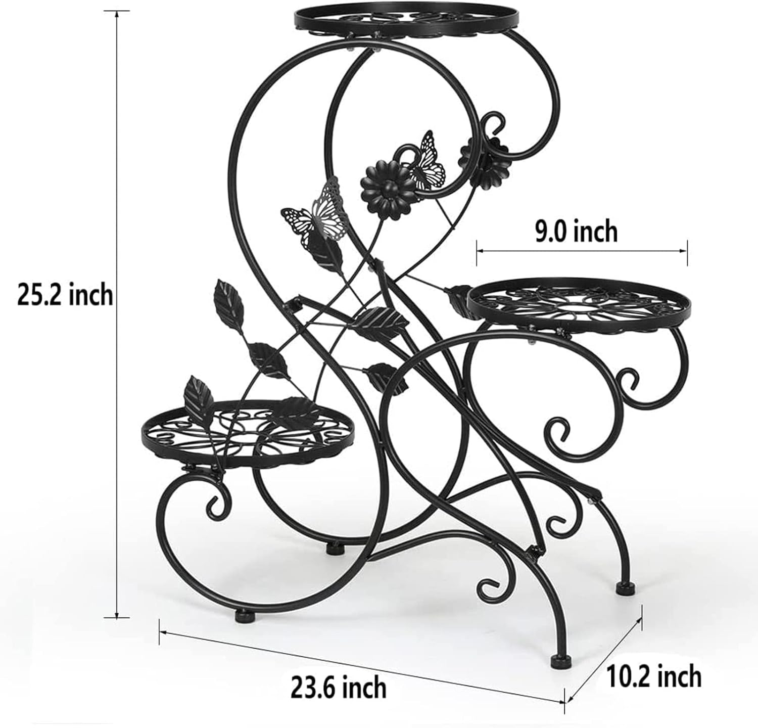3-Tiers Metal Plant Stand Indoor, Heavy Duty Flower Pot Stands for Mul