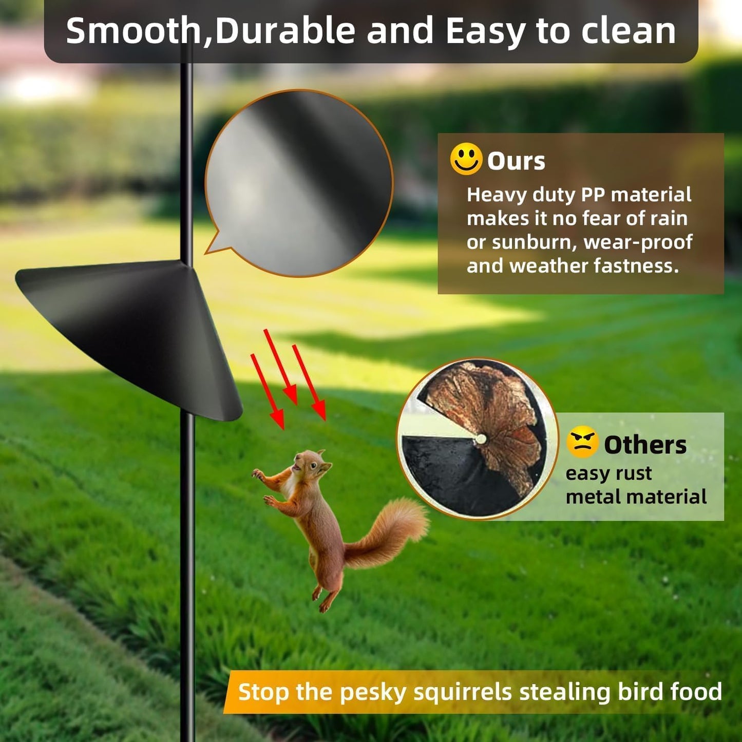 2 Pack Squirrel Baffle for Bird Feeder Pole, Outside Pole Mount Bird H