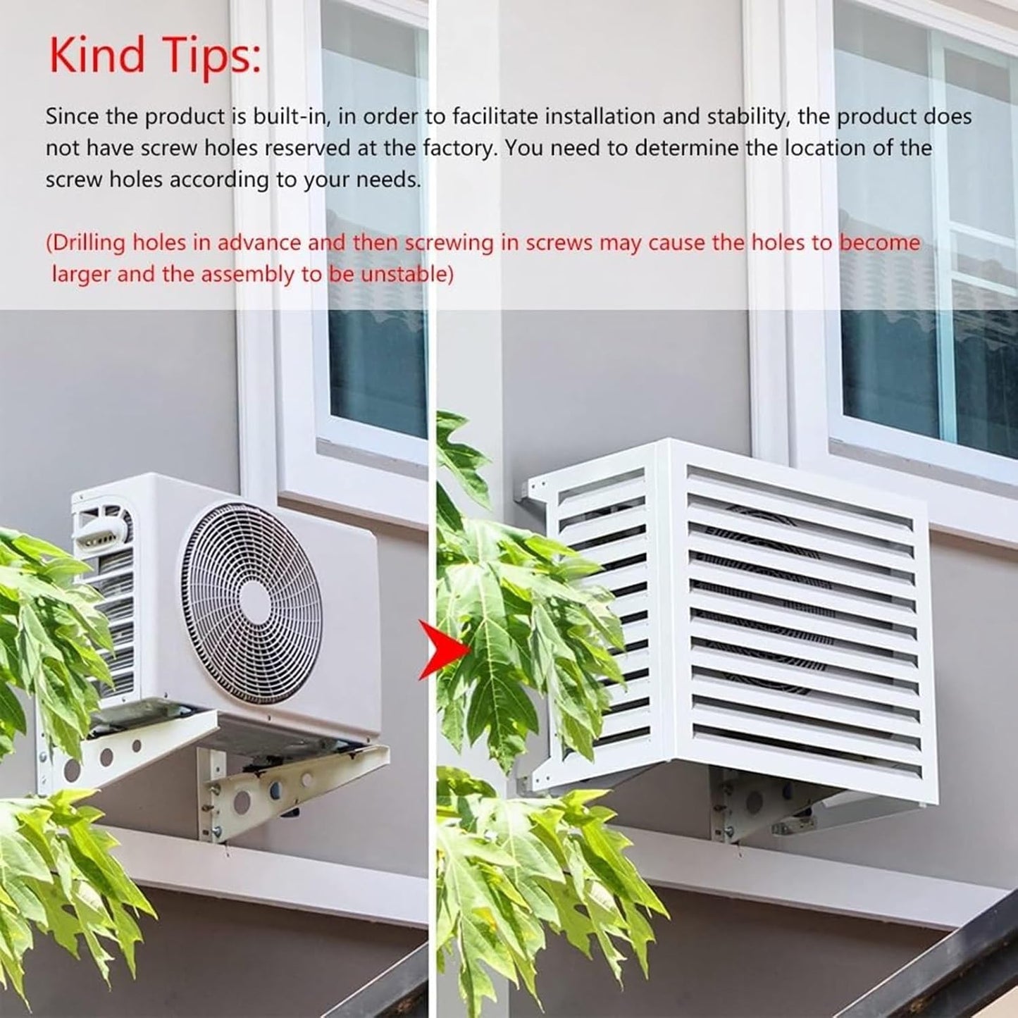 Air Conditioner Fence Aluminum Outdoor Condenser Protective Cover, Privacy Screen for Trash can Enclose Pool Equipment Plant Stand (White 100x50x70cm/39x20x28in)