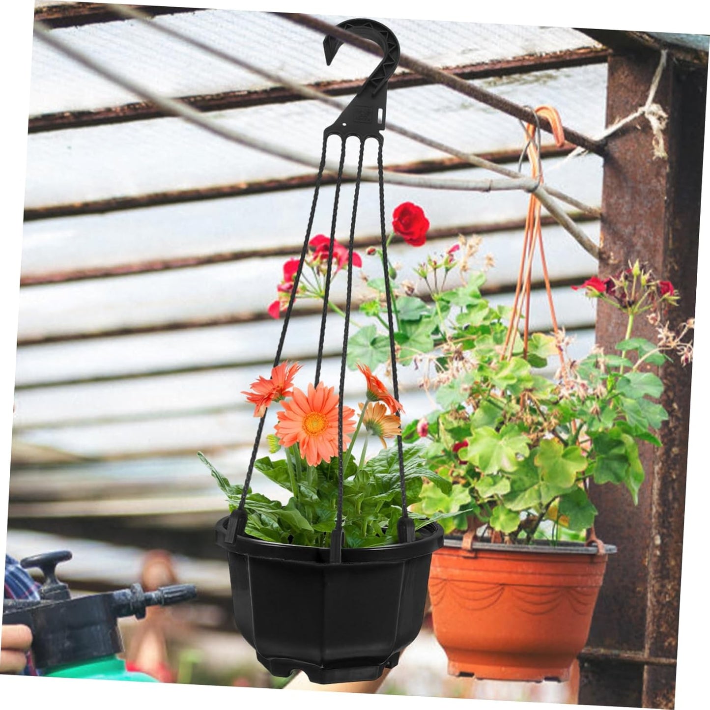 BESPORTBLE Plastic Hanging Basket Hooks: 5Pcs Plastic Chain Flower Pot Hangers, Hanging Flower Plant Pot Hanger for Planters Bird Feeders Lanterns Outdoor