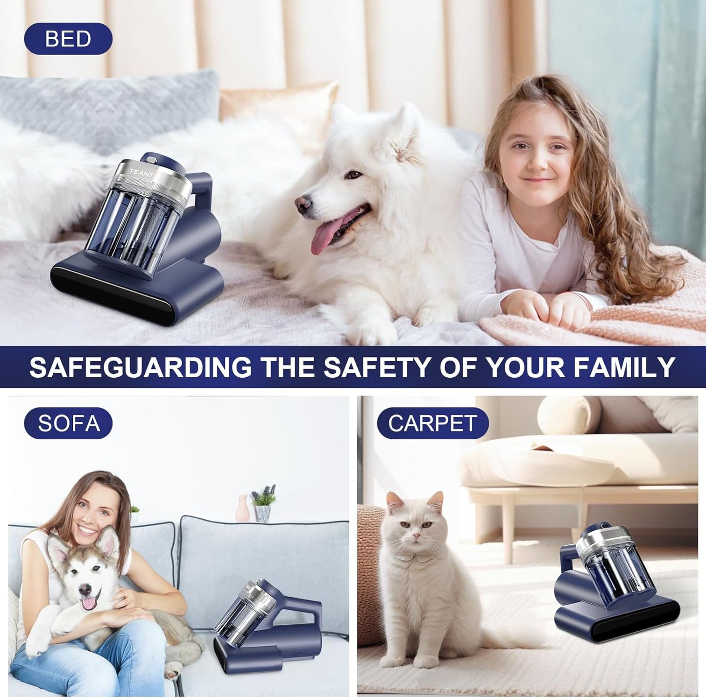 Mattress Vacuum Bed Vacuum Cleaner with 253.7nm UV-C Light, Hyper Heli