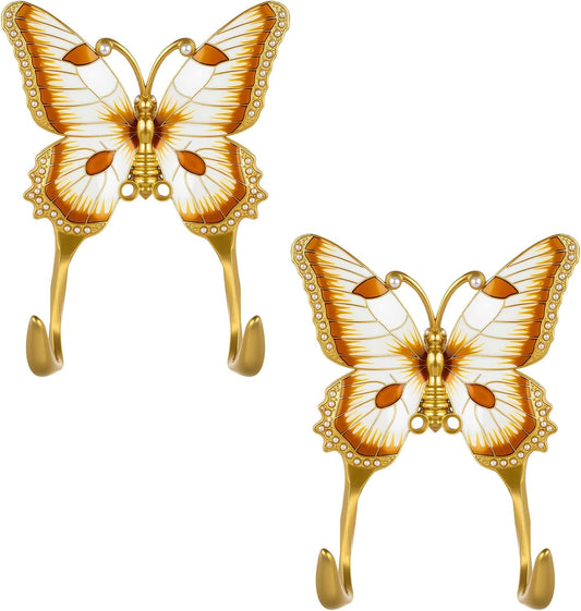 Weysat 2 Pcs Decorative Wall Hook Vintage Butterfly Shaped Wall Hook C