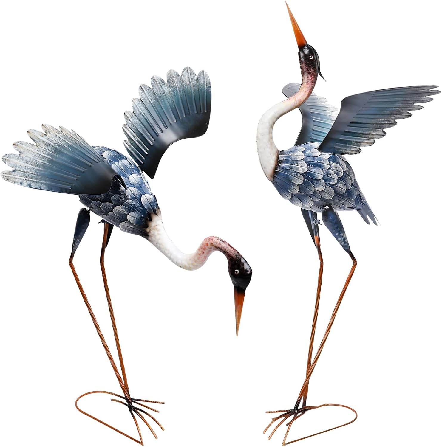 MUMTOP Crane Garden Statues for Outside, 2 Pack Blue Heron Garden Scul