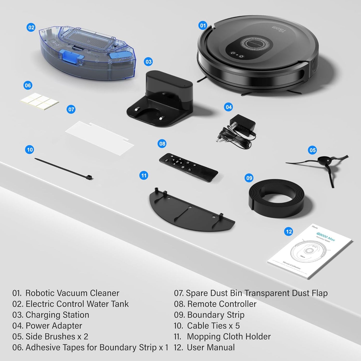 Tikom Robot Vacuum and Mop Combo, 5000Pa Robotic Vacuum Cleaner, 150 M