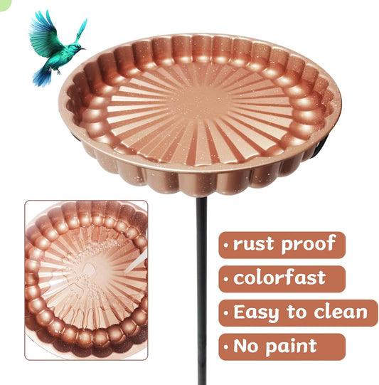 Rustproof Metal Bird Bath for Outside Colourfast Birdbath Outdoors Vintage Yard Decor Lawn and Garden Pedestal Bird Baths Stand Bowl 9-Pronged Base