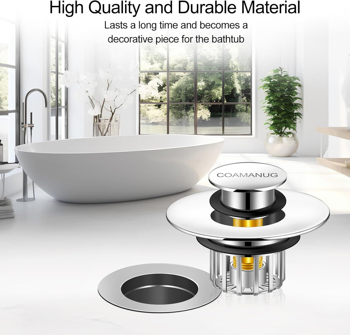 Bathtub Stopper | Shower Drain Hair Catcher, Pop-up Tub Stopper with S