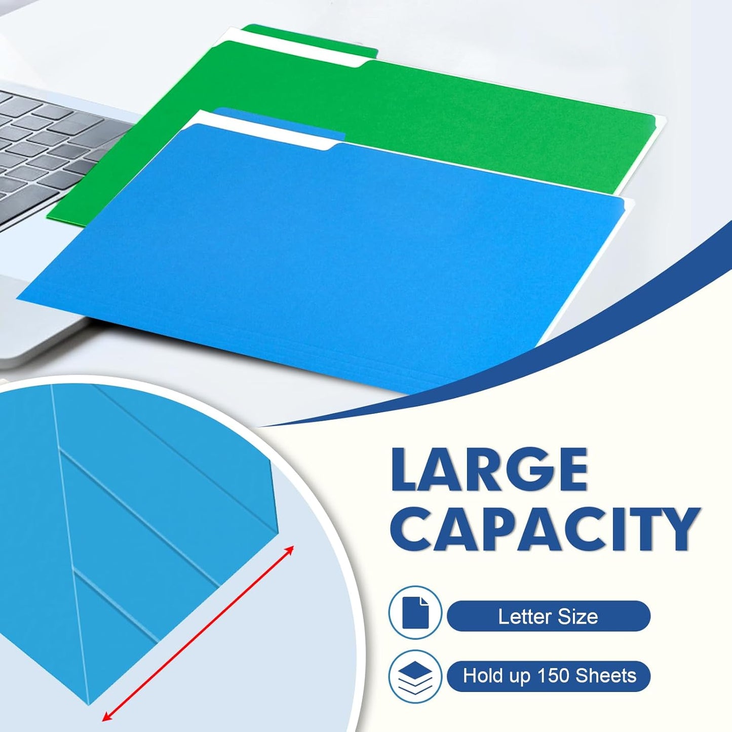 File Folder, PANDRI 120 Pack Colored File Folder, 1/3 Cut Tab, Letter 