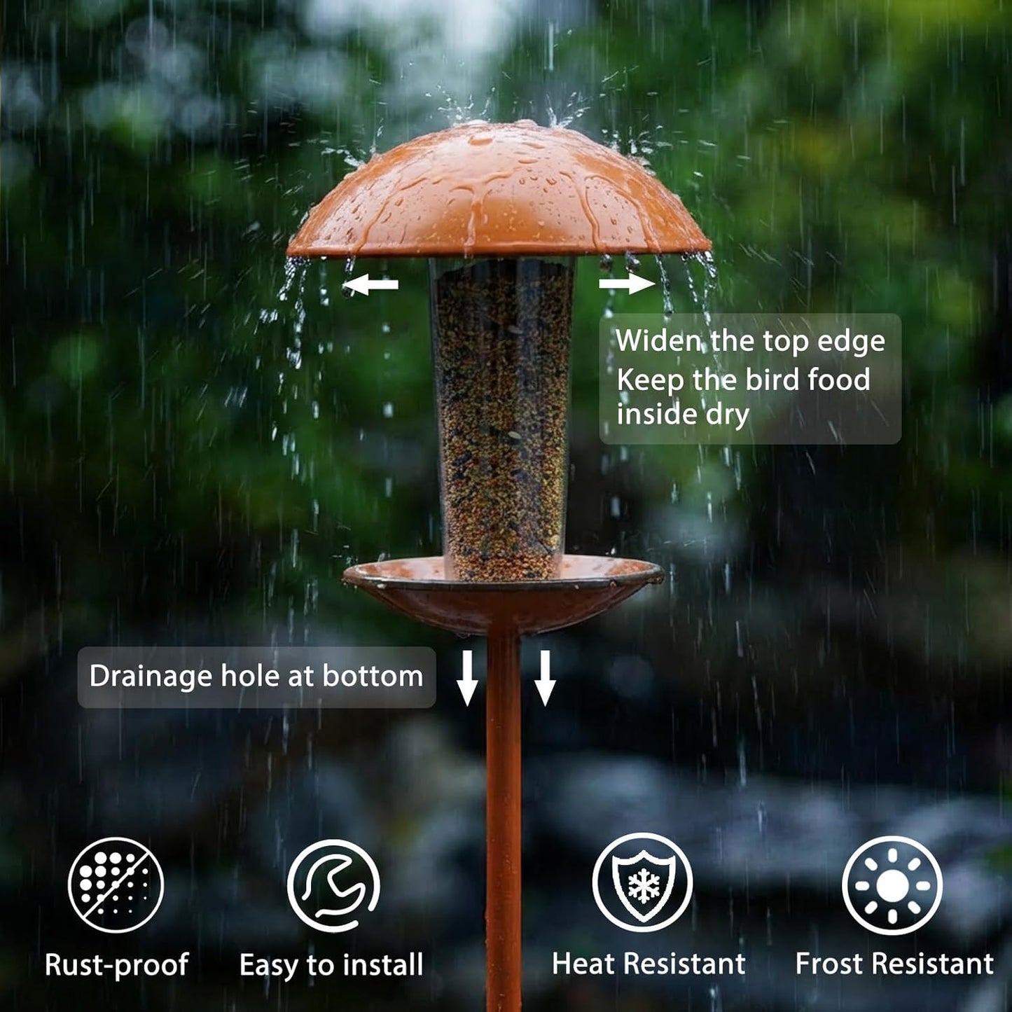 Goodeco Bird Feeder with Pole Standing - Metal Outdoor Bird Feeder for Wild Small Birds, Perfect for Yard Lawn Garden & Patio Decorations, Ideal Gifts for Mom Dad Grandparents (Round)