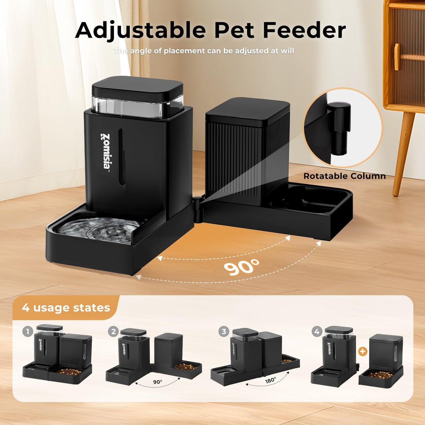Automatic Cat Feeder and Water Dispenser Set, 2 in 1 Gravity Cat Food 
