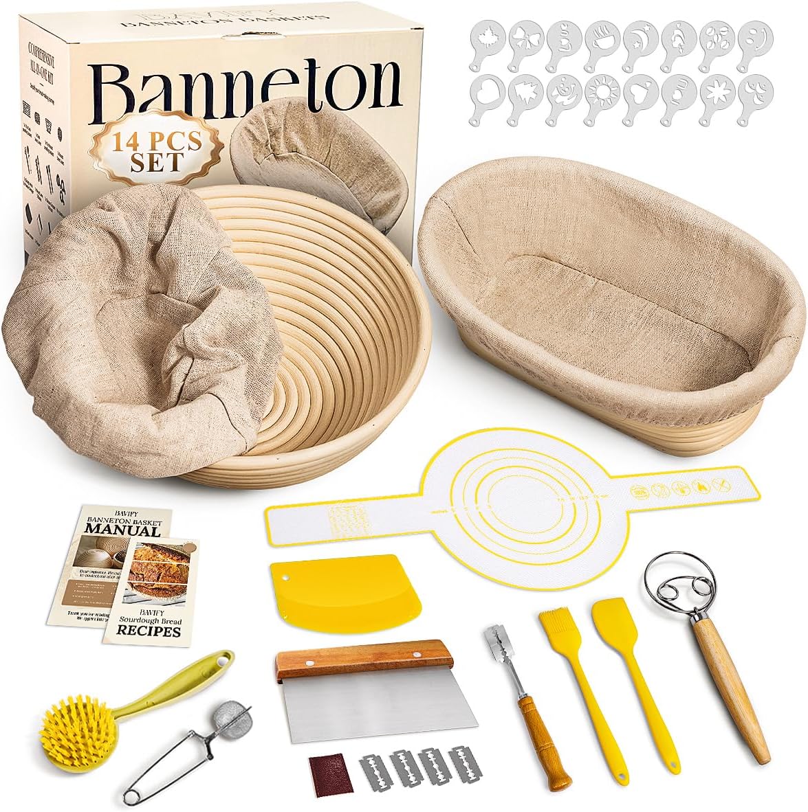 Sourdough Starter Kit, Banneton Bread Proofing Baskets Set, Sourdough 