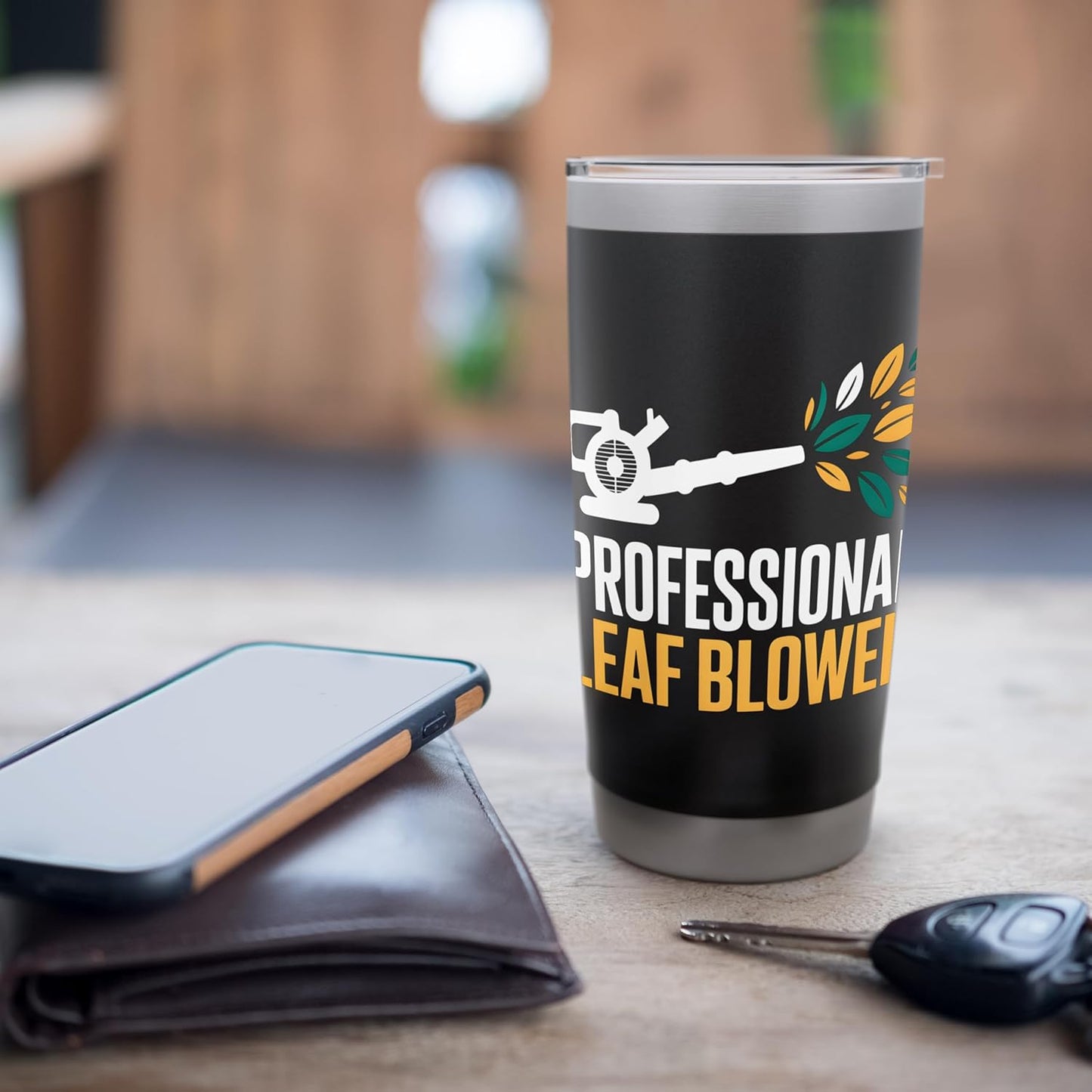 Professional Leaf Blower Funny Lawn Care Worker Stainless Steel Insulated Tumbler