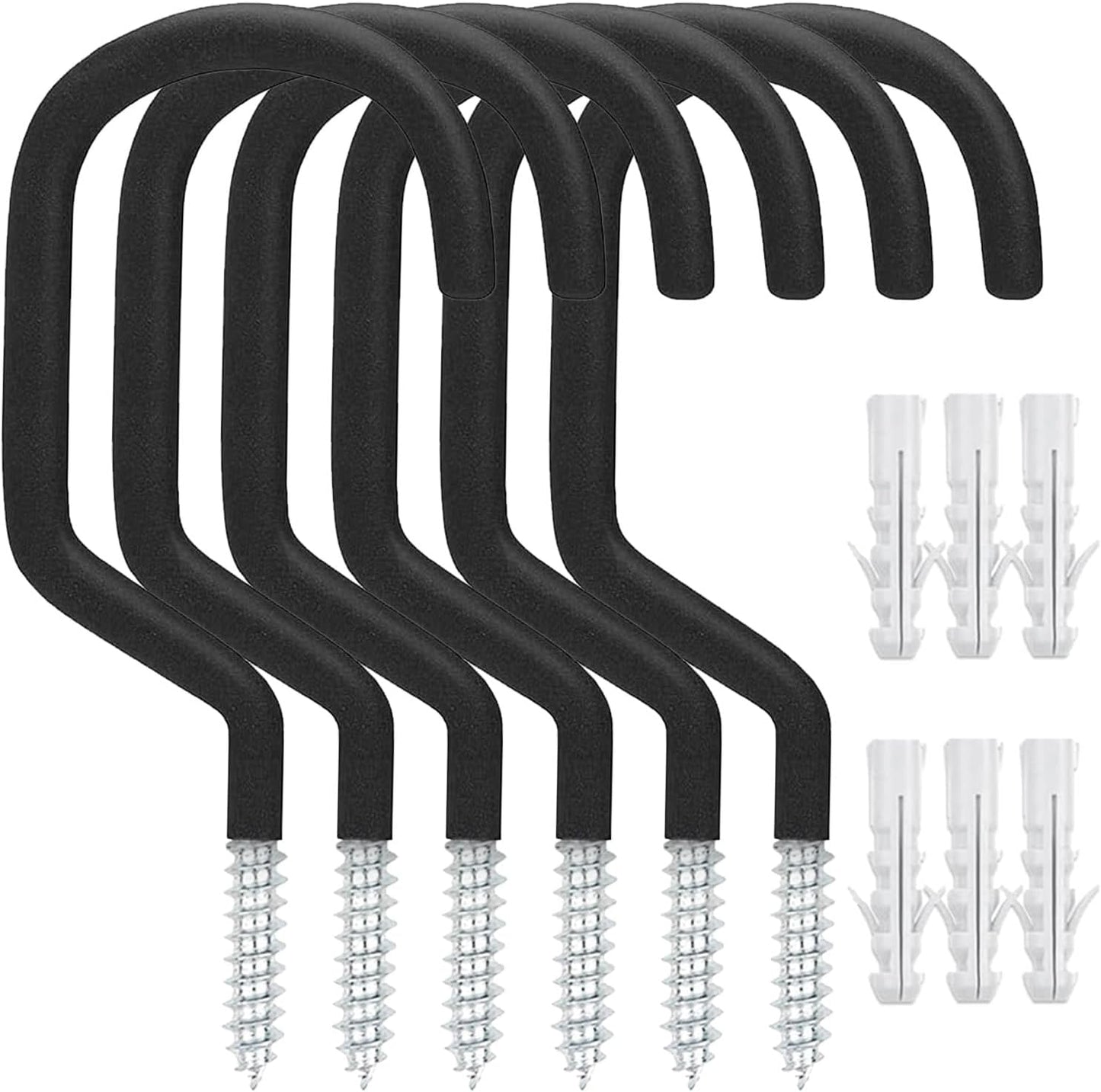 6 Pack Heavy Duty Garage Bike Storage and Utility Hooks-5.7 Inches for Garage Wall and Ceiling-Garage Hooks for Hanging Bicycle,Hose,Cords,and Garden Tools