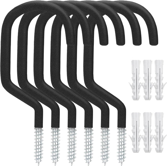 6 Pack Heavy Duty Garage Bike Storage and Utility Hooks-5.7 Inches for Garage Wall and Ceiling-Garage Hooks for Hanging Bicycle,Hose,Cords,and Garden Tools