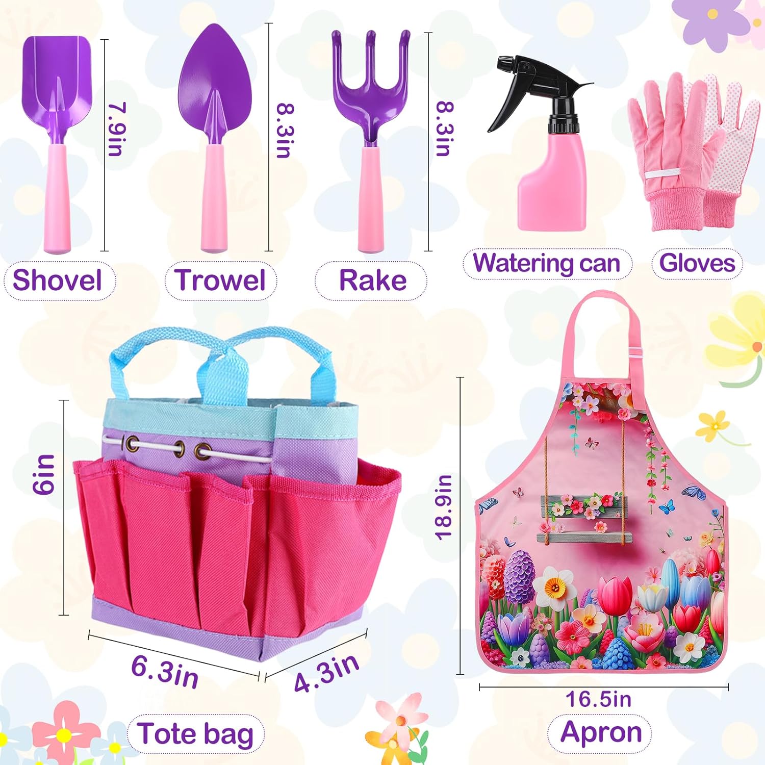 Kids Gardening Tool Set - Garden Tools for Kids with Shovel Trowel Rak