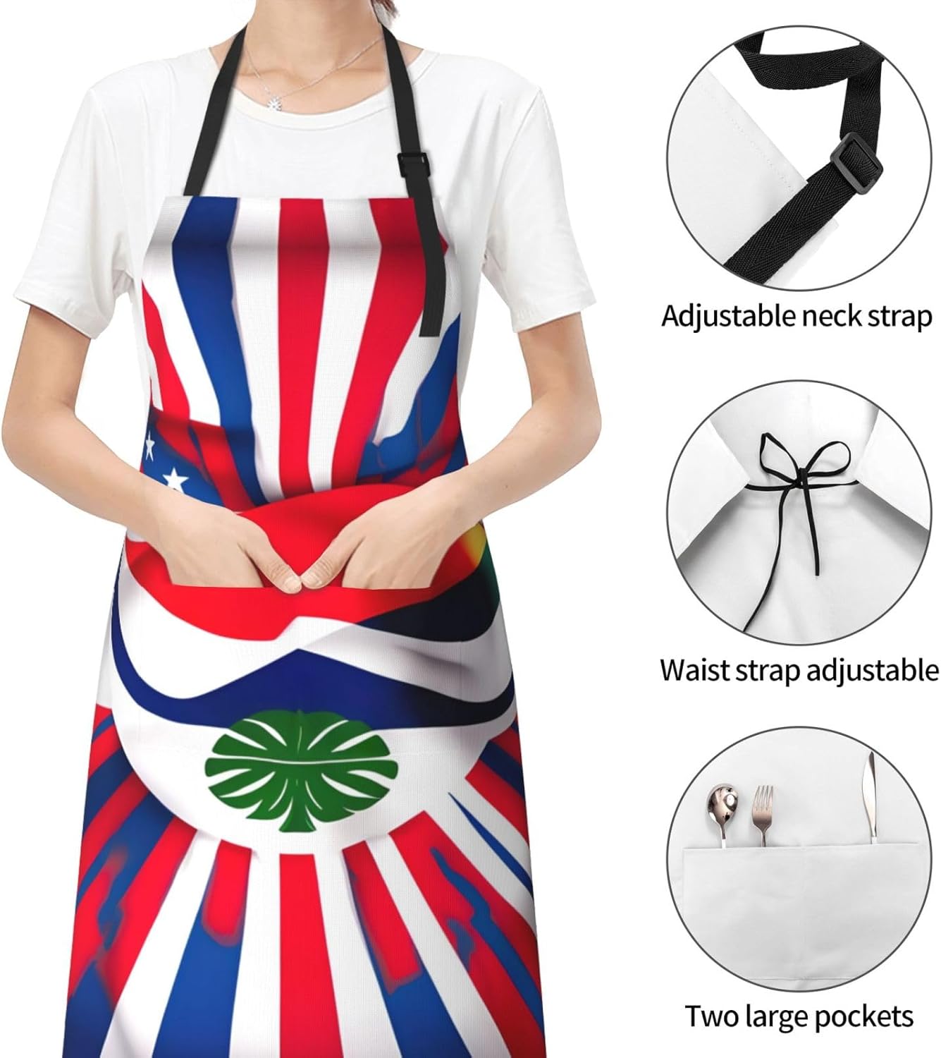 Costa Rica Flag print Waterproof chef's apron with pocket apron for kitchen cooking baking barbecue and gardening