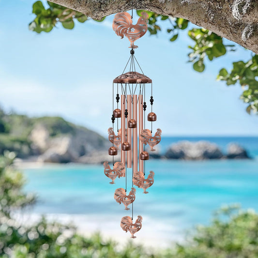 Chicken Wind Chimes for Outside, Rooster Wind Chime, Large Chicken Decor for Women Mom Grandma, Metal Rooster 40" Outdoor Windchimes for Lawn, Porch, Patio, Yard, Christmas