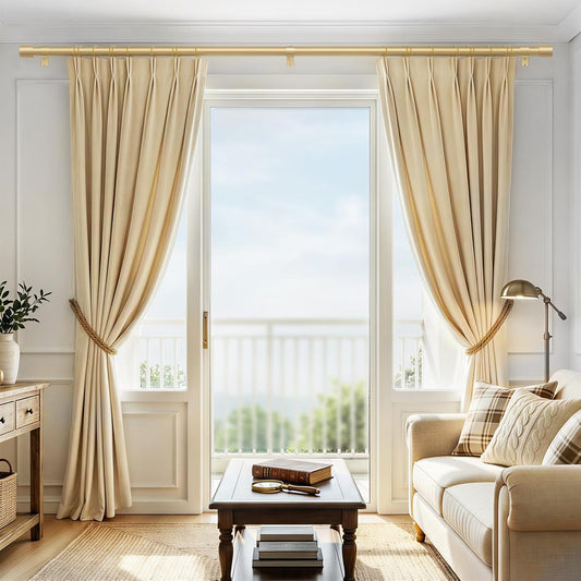 Heavy Duty Curtain Rods for Windows 66 to 120 Inch, 1 Inch Gold Curtai