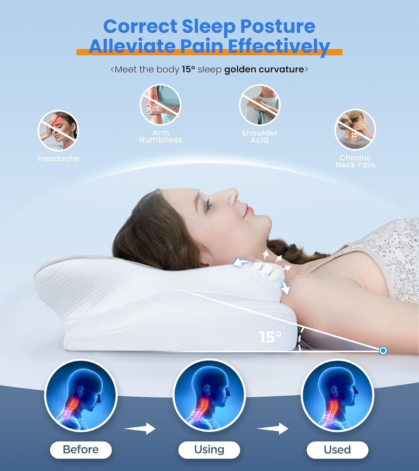 Ultra Pain Relief Cooling Pillow for Neck Support, Adjustable Cervical