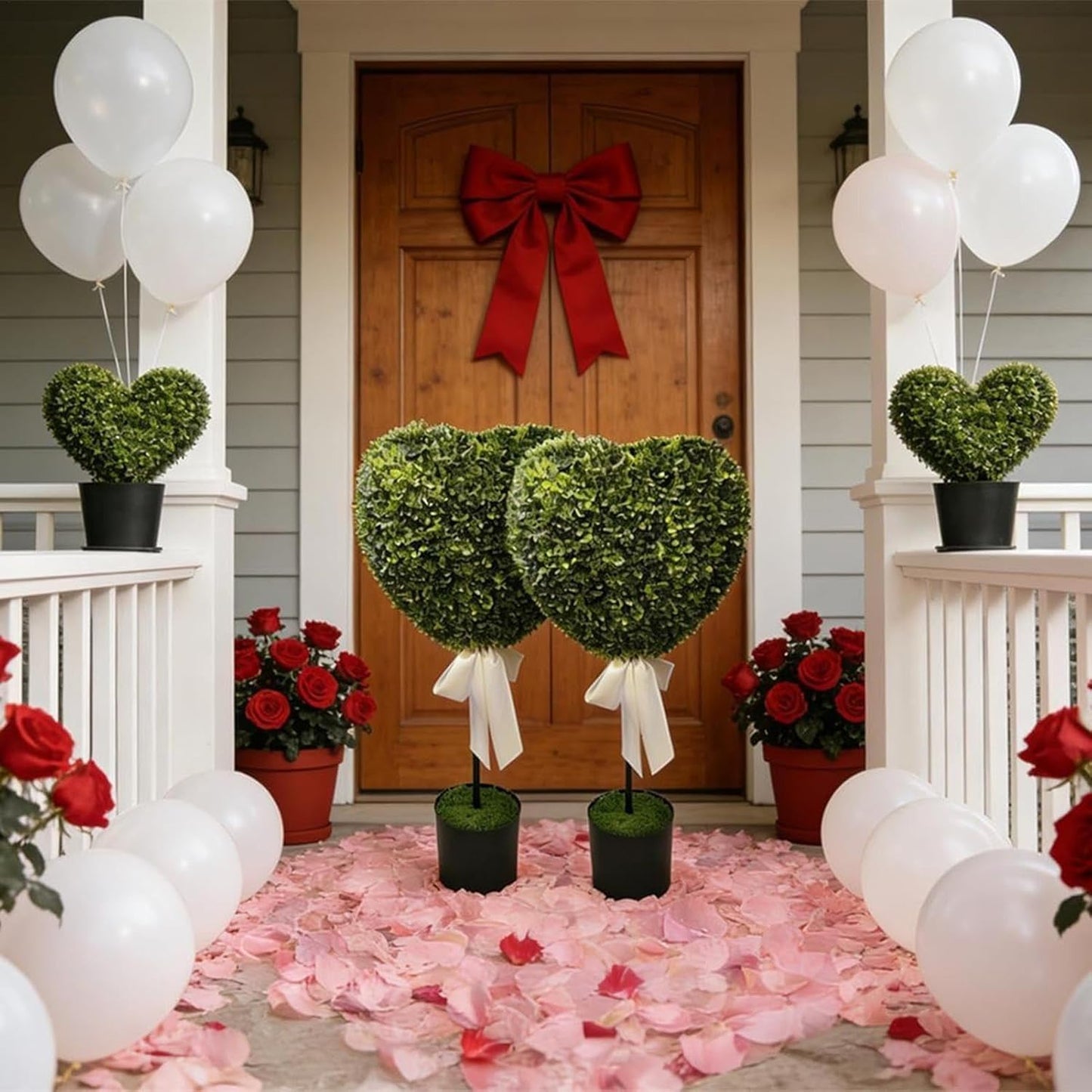 Boxwood Topiary Heart, Valentines Faux Planter, Small Green Potted Pla