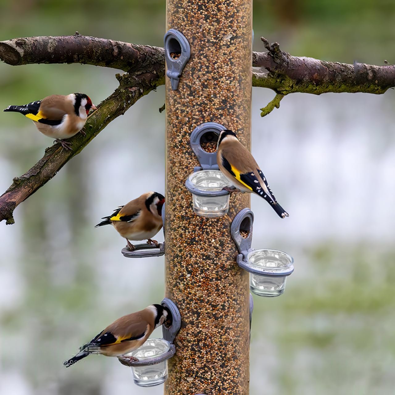 POPETPOP Hanging Bird Feeder Cup Metal Accessory for Outdoor Balcony Window Wild Birds Hummingbird Feeder Part Garden Decor