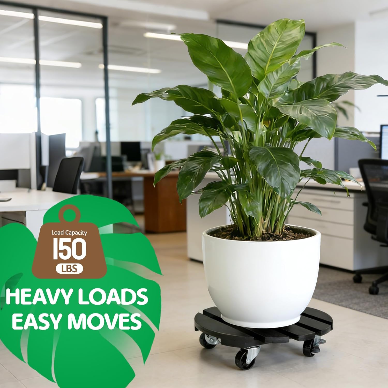 2 Pack Plant Stand with Wheels, Plant Caddies with 360° Lockable Smoot