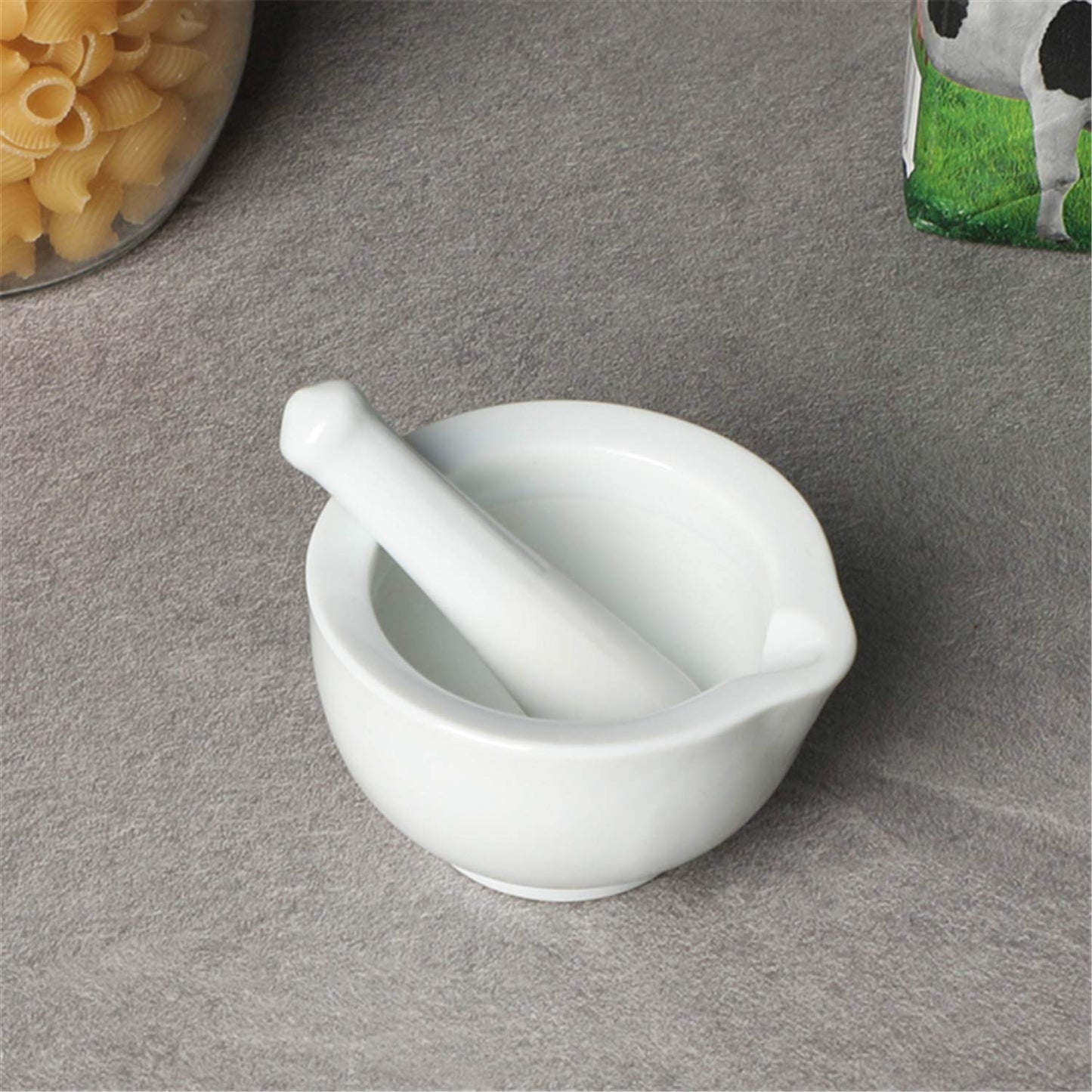 LEETOYI Porcelain Small Mortar and Pestle, Ceramic Herb Grinder Pill Crusher Set, 3.3 inch White