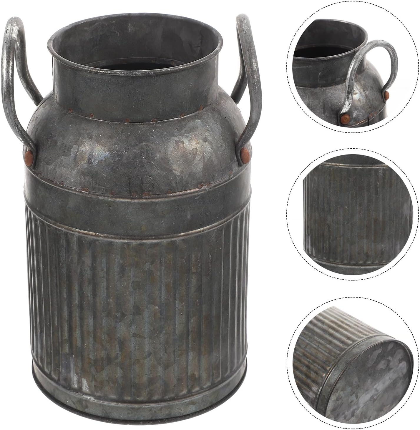 Vintage Metal Flower Bucket Planter, Rustic Decorative Floral Vase for