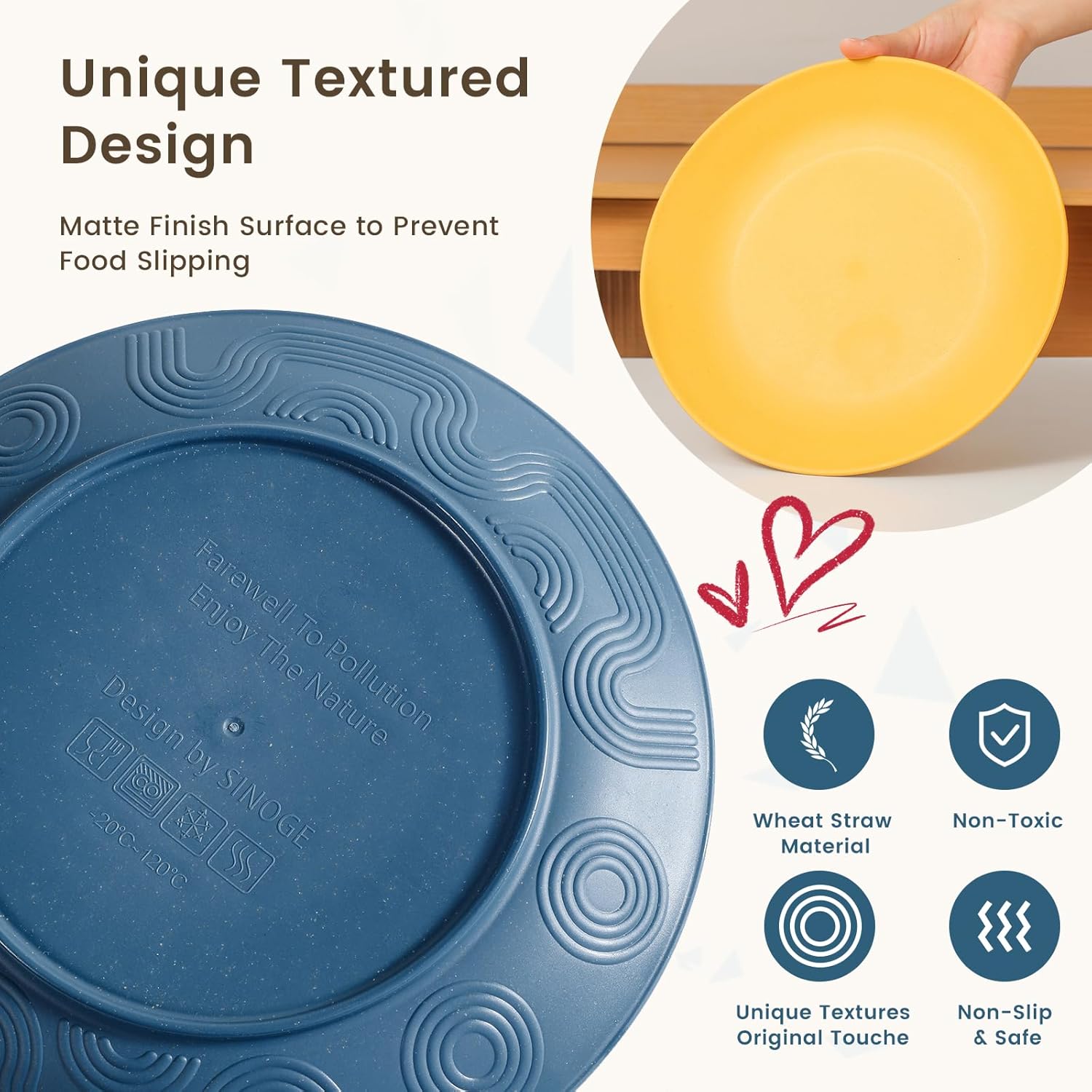 Homienly 40-Piece Premium Wheat Straw Dinnerware Sets, Service for 8, 