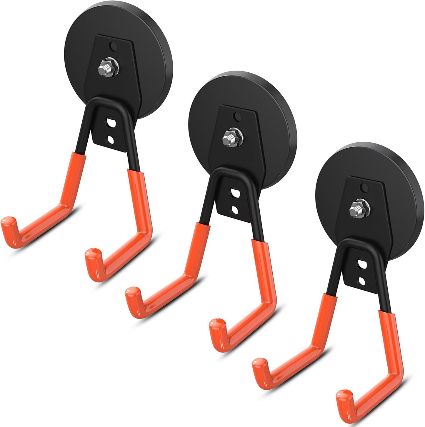 3 Pack Heavy Duty Storage Magnetic Utility Hooks, Ndfeb Strong Large Garage Magnet Hooks, Extra Big Magnetic Hook, Industrial Magnet Holder for Hanging Power Drill Broom Garden Tools Pegboard