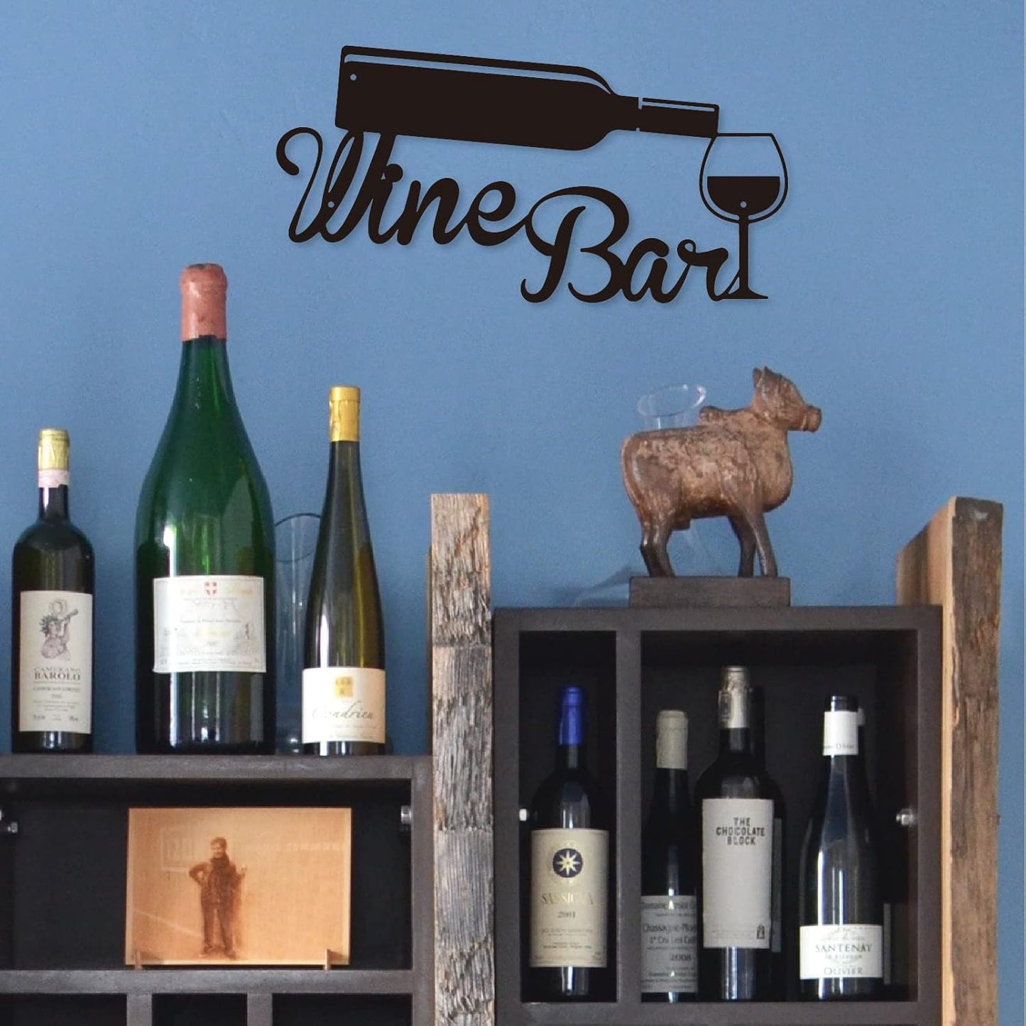 Wine Bar Metal Sign for Wall Decor, Vintage Metal Plaque for Home Offi