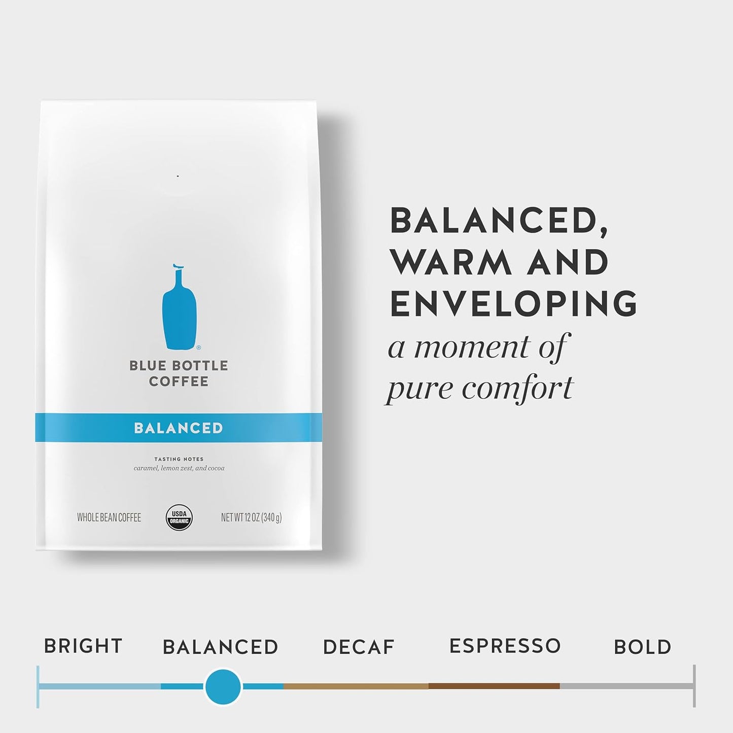 Blue Bottle Whole Bean Organic Coffee, Balanced, Medium Roast, 12 Ounce bag (Pack of 1)