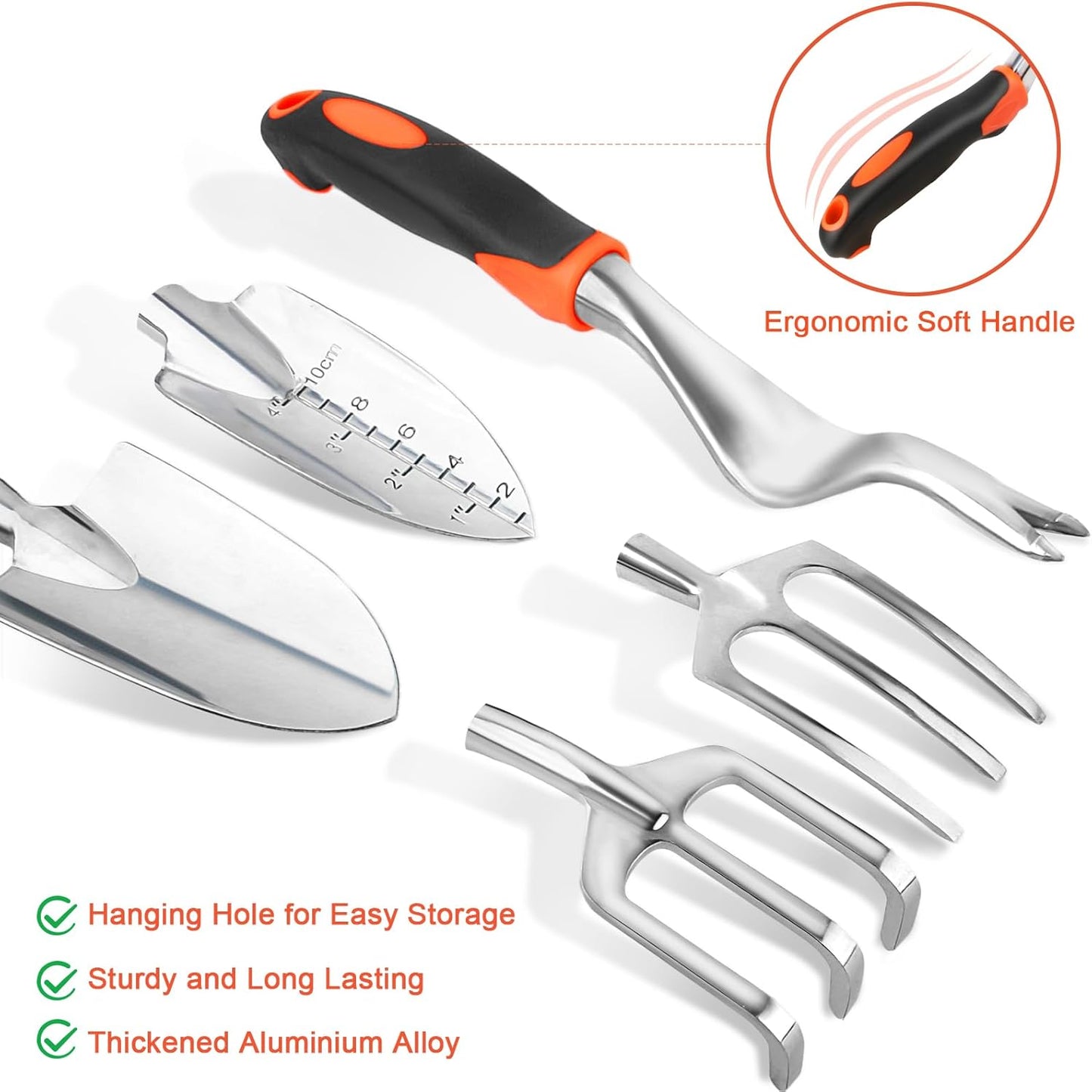 Garden Tools Set, 8 Piece Gardening Tools Set with Non Slip Ergonomic 