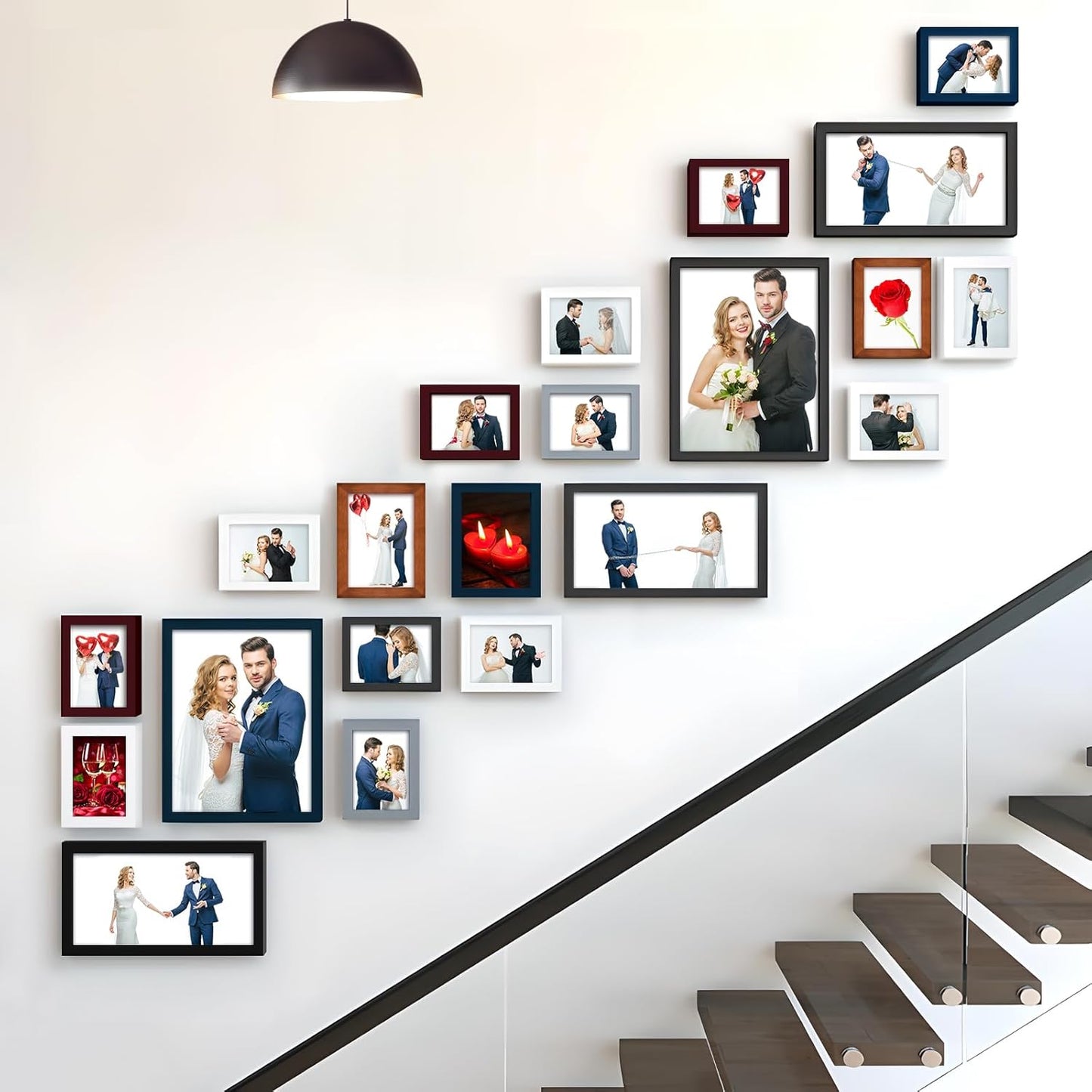 RPJC 5x7 Picture Frames Made of Solid Wood High Definition Glass for Table Top Display and Wall Mounting Photo Frame Black