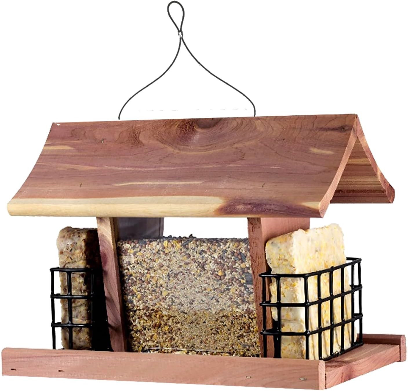 Cedar Hopper Seed and Suet Cake Bird Feeder - Made in USA