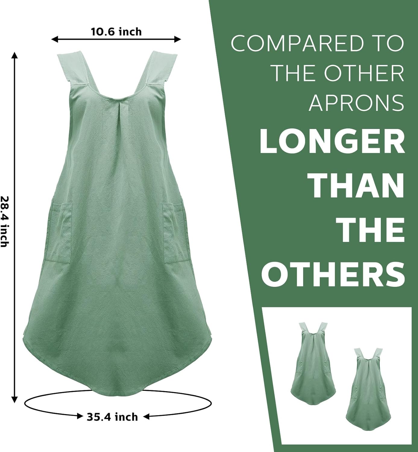 JaGely 2 Pack Japanese Linen Cross Back Kitchen Cooking Aprons for Wom