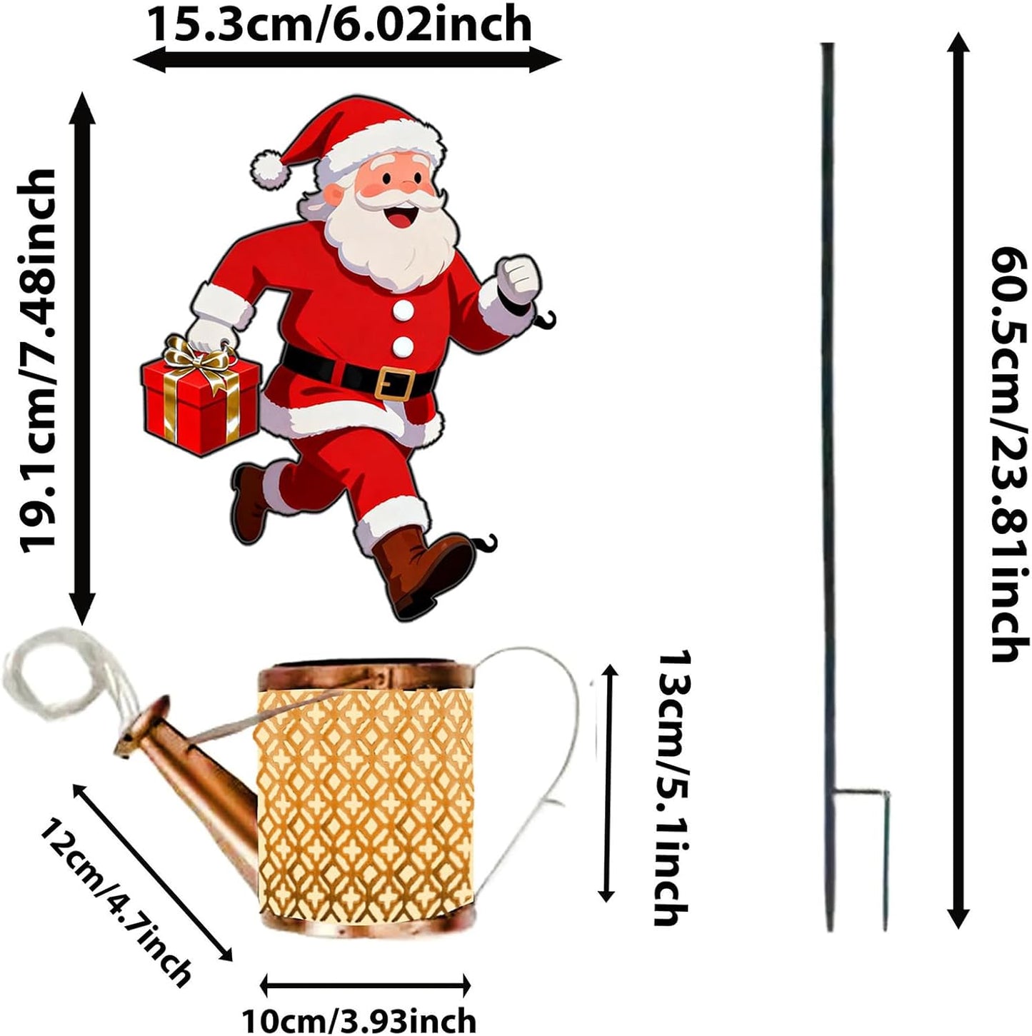Christmas Santa Solar Kettles Lights - Solar Waterproof Decorative Christmas Decoration - Garden Ground Kettle Lamps - for Garden Pathway Driveway Patio Lawn Porch