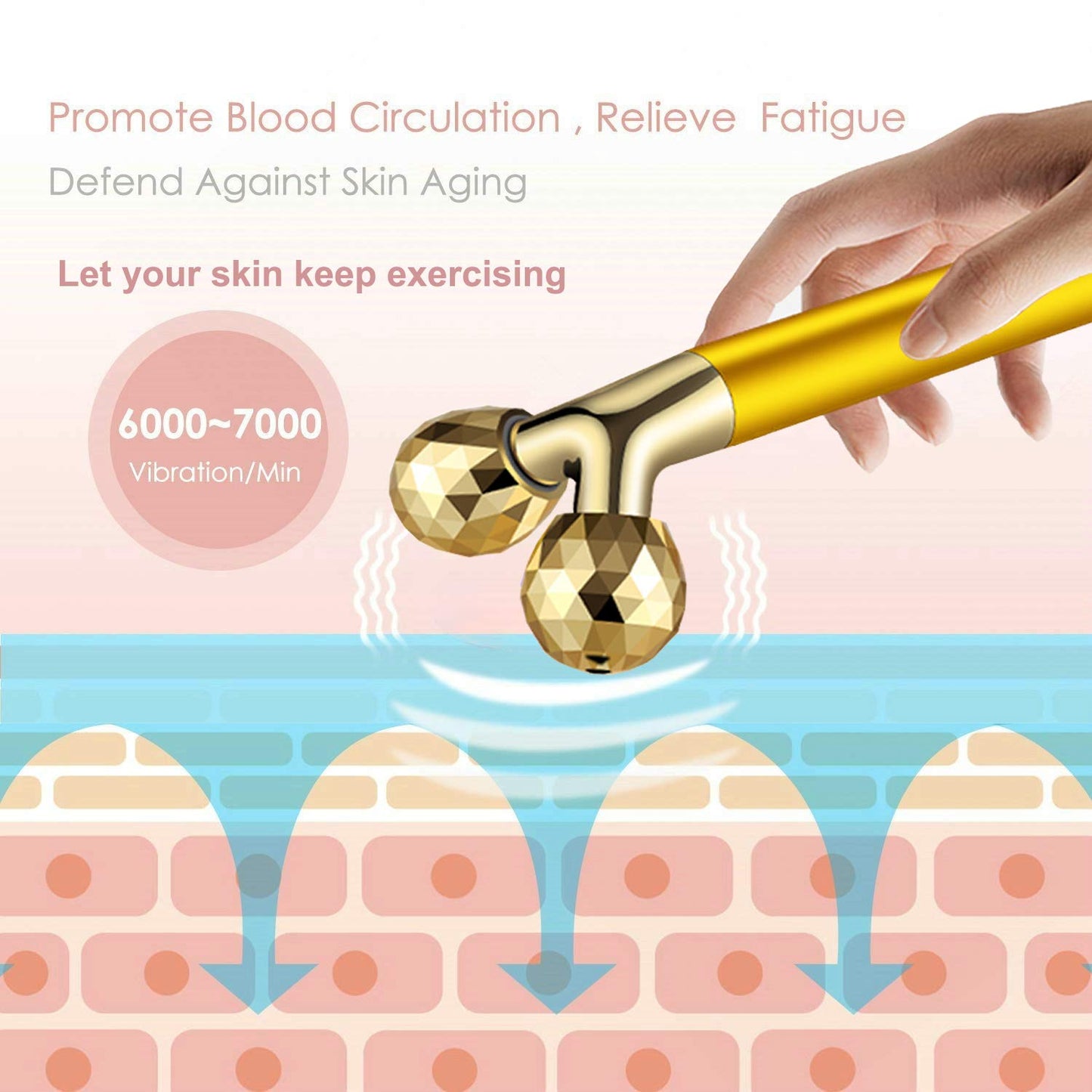 Amirce Face Massager Roller Golden 3D Roller Electric Facial Roller an
