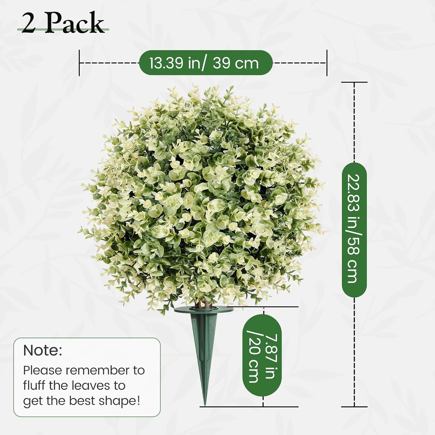 Lewondr Artificial Boxwood Topiary Ball Trees, 22.83'' Fake Plants Out