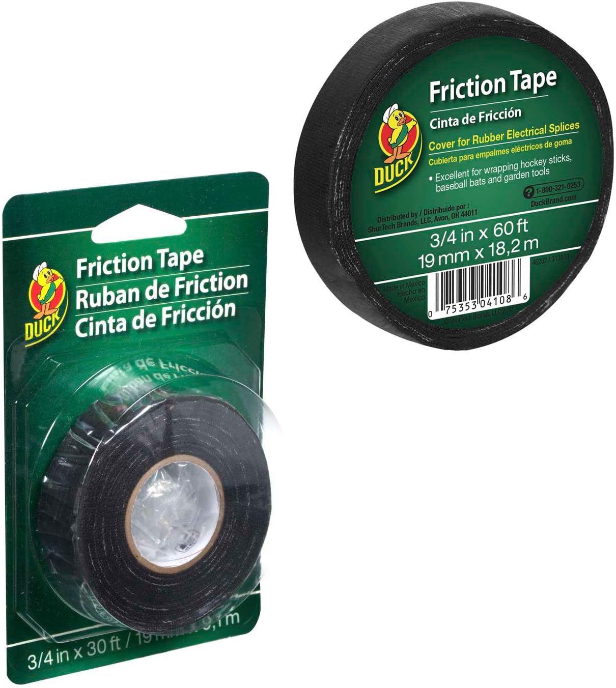 Duck Brand Friction Tape, 3/4-Inch x 60 Feet, Single Roll, Black (393150)