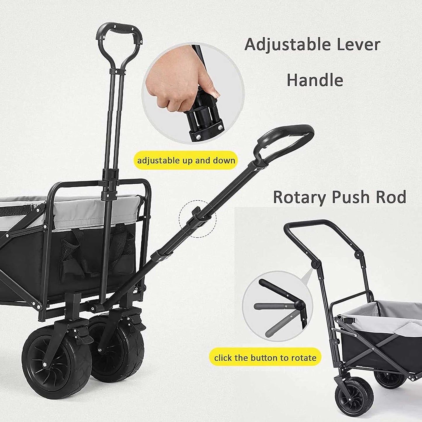Heavy-Duty Outdoor Fold Up Wagon Portable with Adjustable Handle Sport