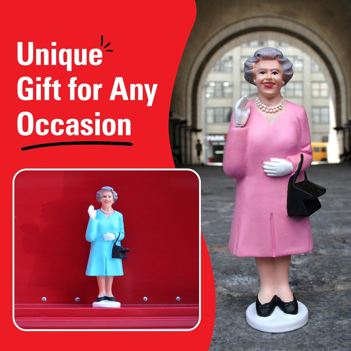 Kikkerland Solar Powered Waving Queen Figurine: Fun Decor for Home & K