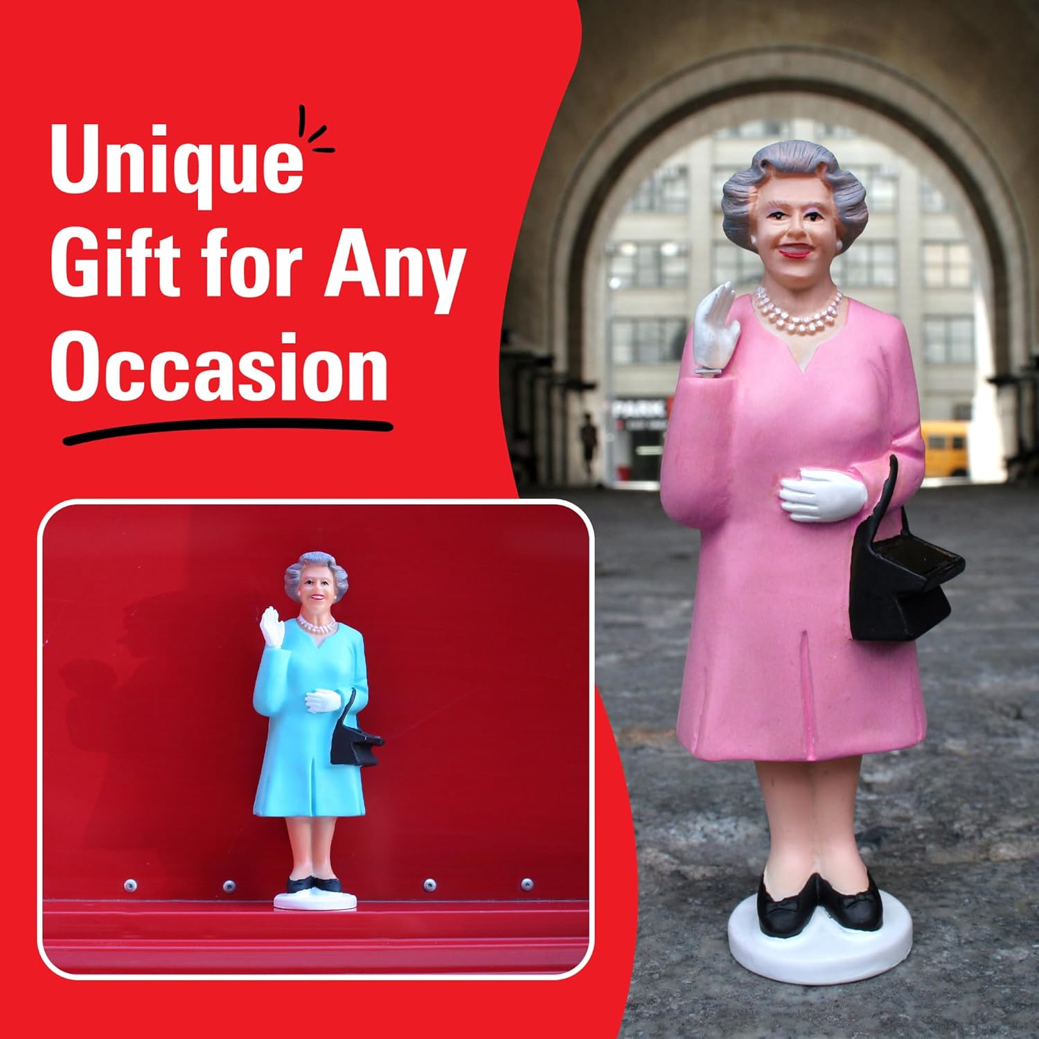 Kikkerland Solar Powered Waving Queen Figurine: Fun Decor for Home & K