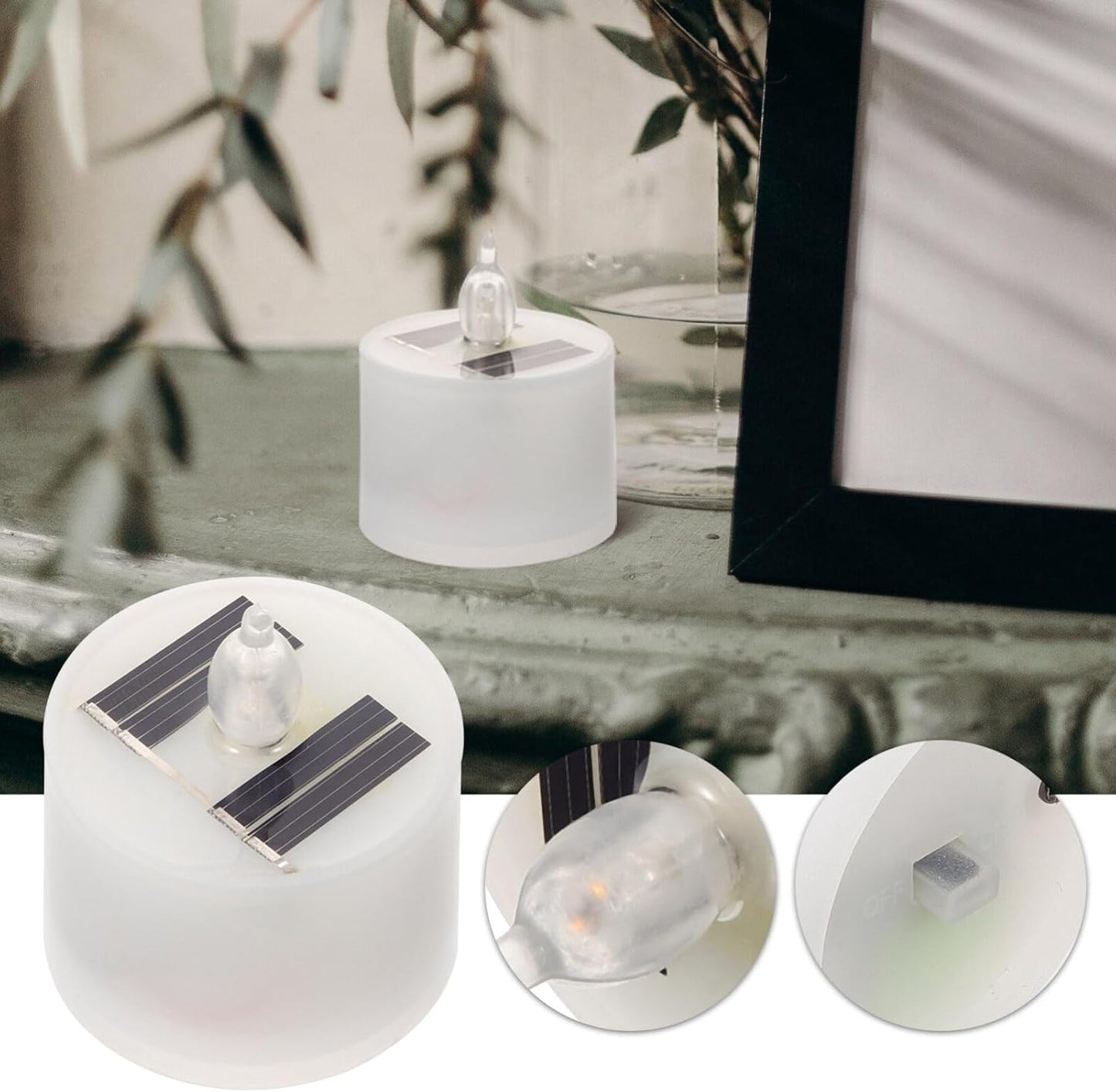 Uonlytech 4pcs Solar Tea Lights Outdoor Waterproof Dusk to Dawn Lighting Reusable LED Tea Light Candles Flickering Flameless Candle Lights for Lantern Garden Camping